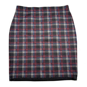 Max Edition Black and Red Plaid Elastic Waist Stretch Pencil Skirt S 30x20"